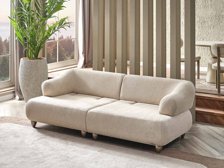 Bern Cream Convertible Loveseat by Furnia at Eve Furniture