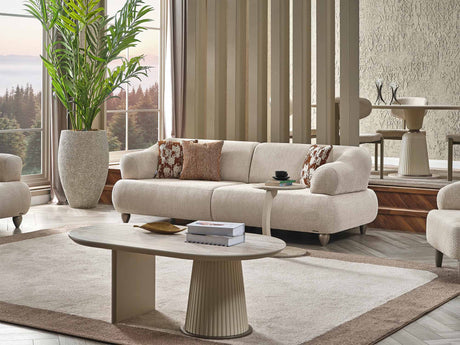 Bern Cream Convertible Loveseat by Furnia at Eve Furniture