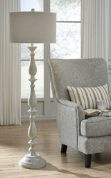Bernadate 3-Piece Floor Lamp with 2 Table Lamps Set in Whitewash by Ashley at Eve Furniture