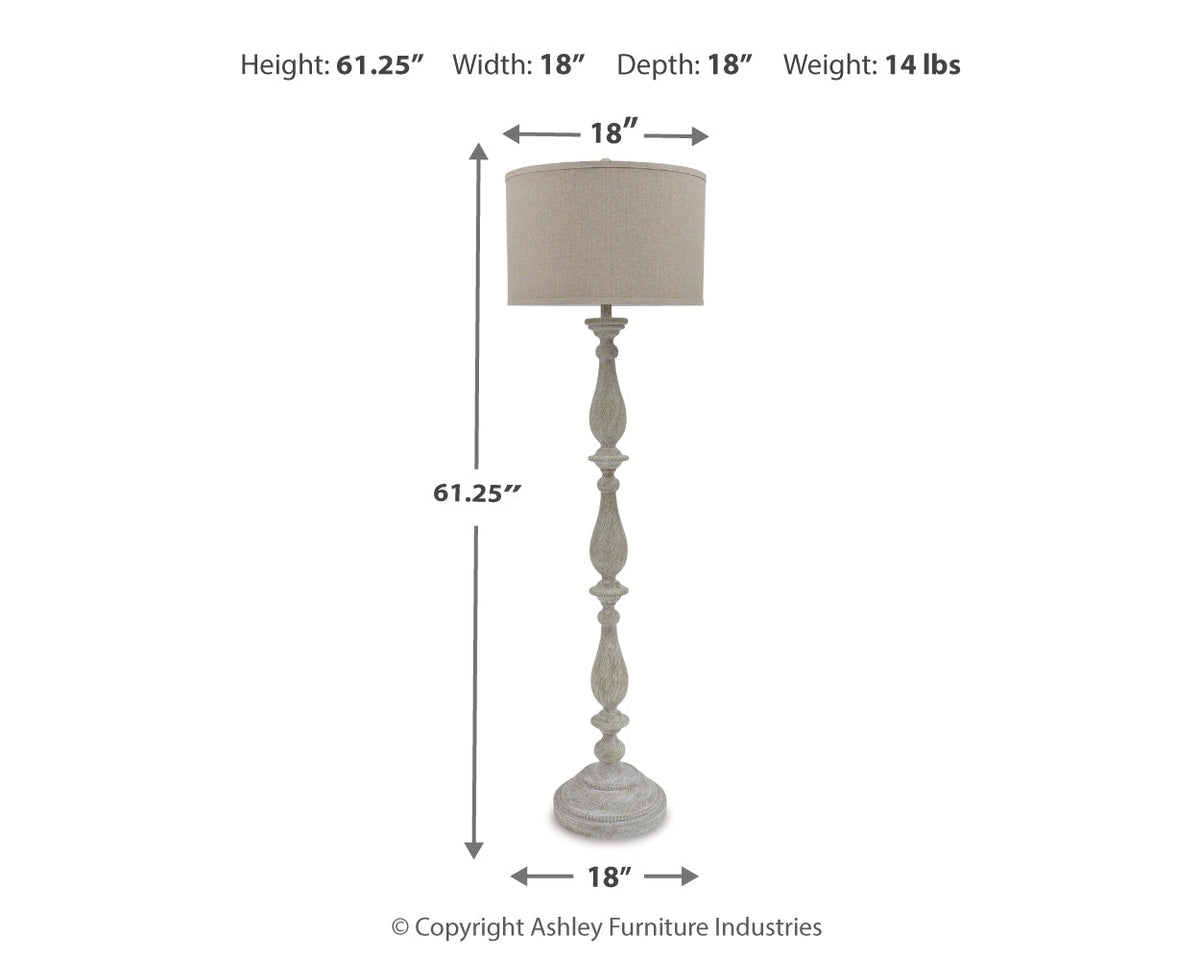 Bernadate 3-Piece Floor Lamp with 2 Table Lamps Set in Whitewash by Ashley at Eve Furniture