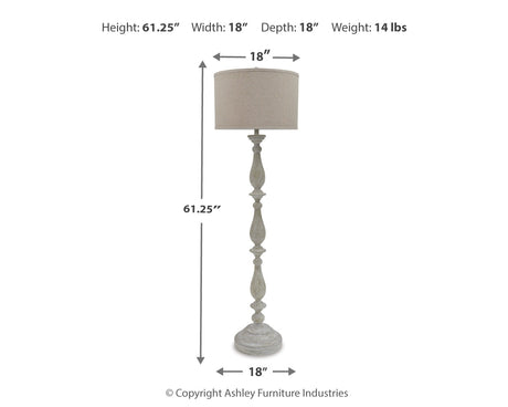 Bernadate 3-Piece Floor Lamp with 2 Table Lamps Set in Whitewash by Ashley at Eve Furniture