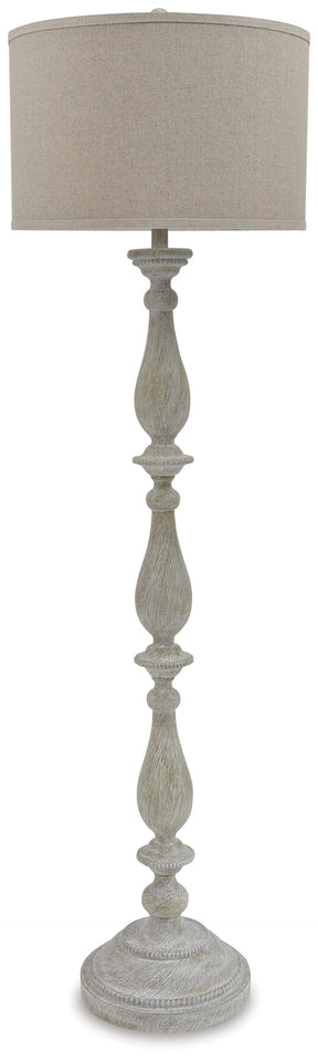 Bernadate 3-Piece Floor Lamp with 2 Table Lamps Set in Whitewash by Ashley at Eve Furniture