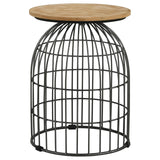 Bernardo Natural and Gunmetal Round Accent Table with Bird Cage Base by Coaster at Eve Furniture
