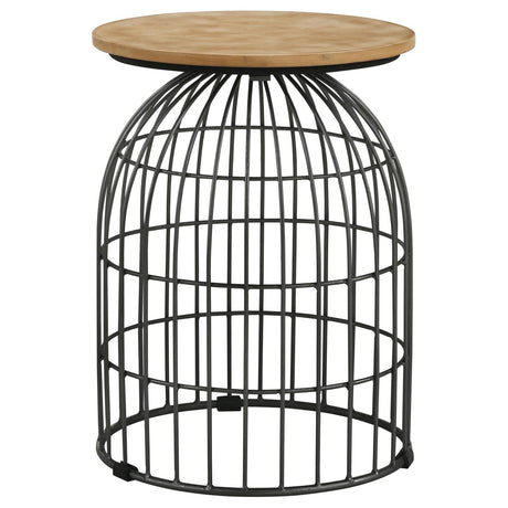 Bernardo Natural and Gunmetal Round Accent Table with Bird Cage Base by Coaster at Eve Furniture