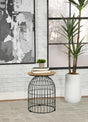 Bernardo Natural and Gunmetal Round Accent Table with Bird Cage Base by Coaster at Eve Furniture