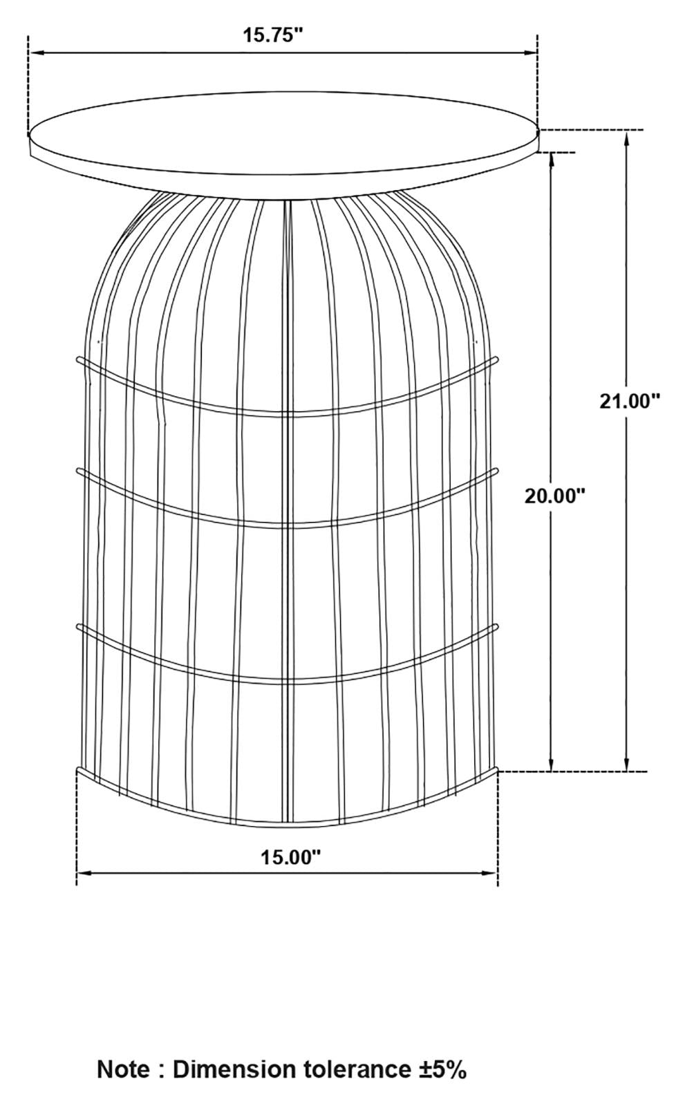 Bernardo Natural/Gunmetal Round Accent Table with Bird Cage Base