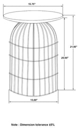 Bernardo Natural/Gunmetal Round Accent Table with Bird Cage Base