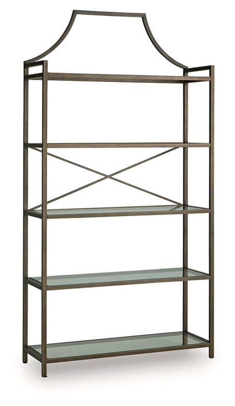 Bernonly Antique Bronze Finish 72" Bookcase by Ashley at Eve Furniture