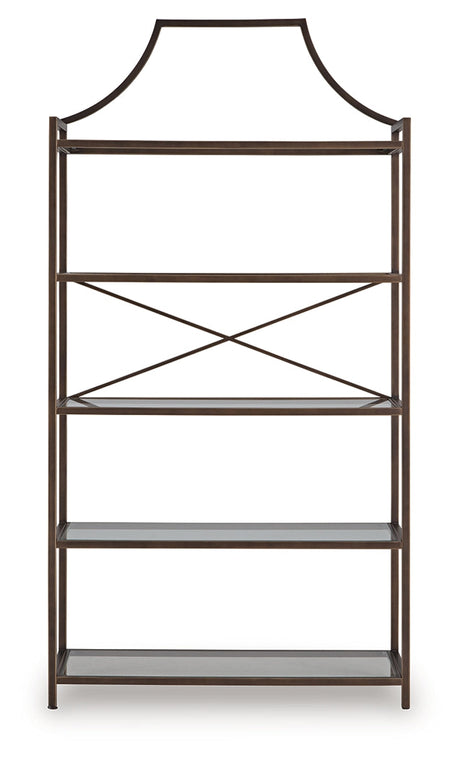 Bernonly Antique Bronze Finish 72" Bookcase by Ashley at Eve Furniture