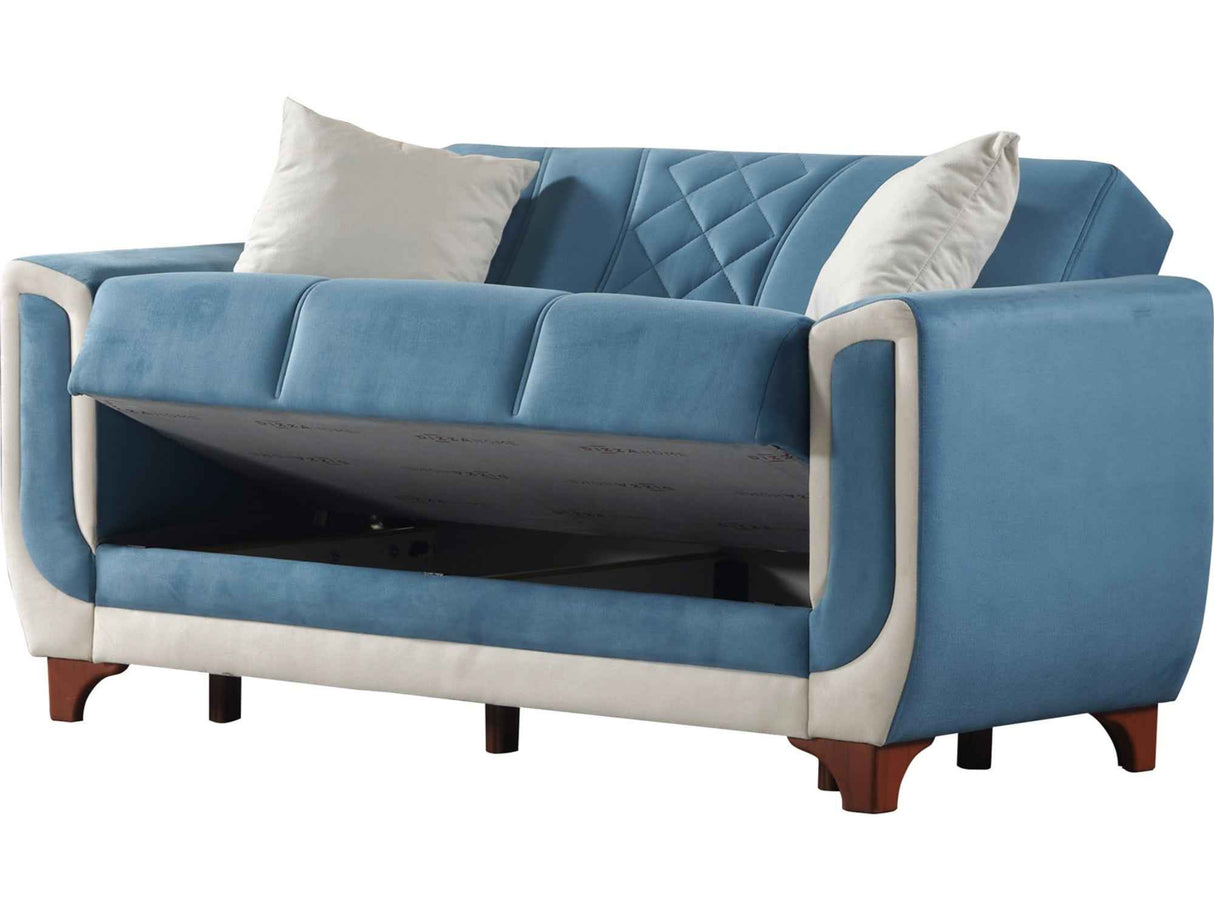 Berre Blue Convertible Loveseat by Furnia at Eve Furniture