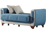 Berre Blue Convertible Loveseat by Furnia at Eve Furniture