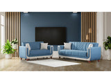 Berre Blue Convertible Loveseat by Furnia at Eve Furniture