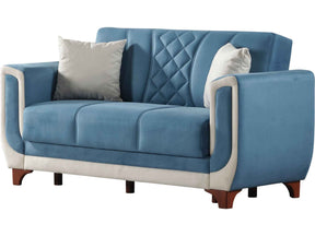 Berre Blue Convertible Loveseat by Furnia at Eve Furniture