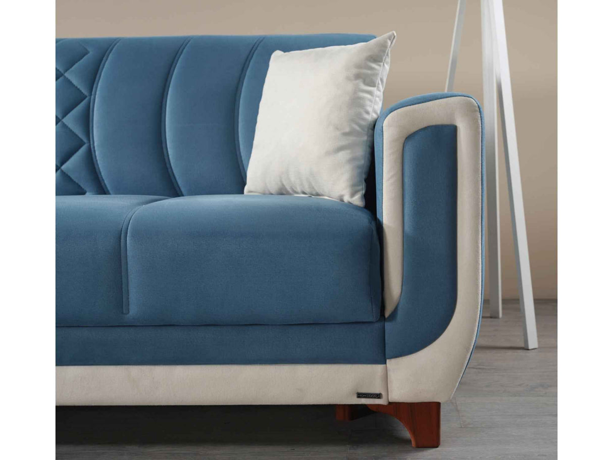 Berre Convertible Loveseat Blue by Furnia at Eve Furniture