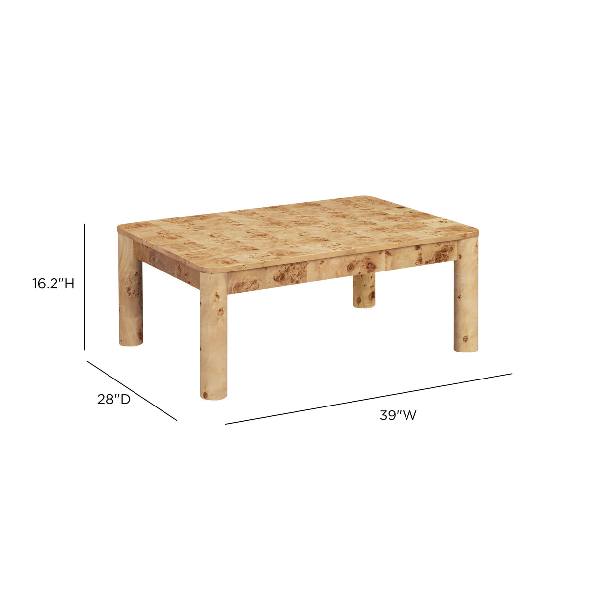 Berri 39" Natural Burl Coffee Table by TOV Furniture at Eve Furniture