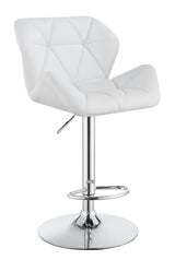 Berrington Chrome/White Adjustable Bar Stools, Set of 2