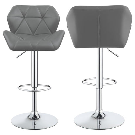 Berrington Chrome and Gray Adjustable Bar Stools, Set of 2 by Coaster at Eve Furniture