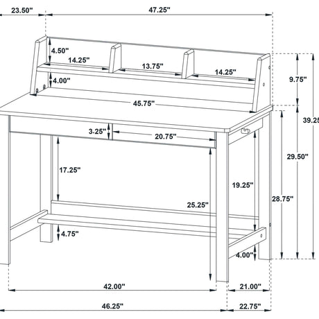 Besler Cement/Natural 47-inch SmartTop Writing Desk with Shelf by Coaster at Eve Furniture