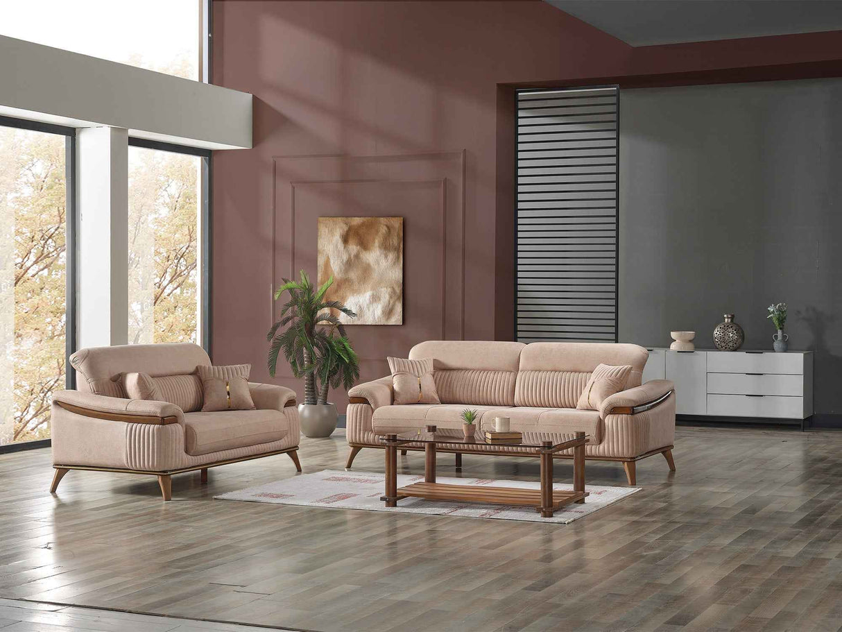 Beta 3-pieces (Sofa & Loveseat & Chair) Livingroom Set in Beige