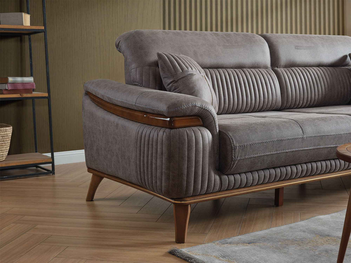 Beta 3-pieces (Sofa & Loveseat & Chair) Livingroom Set in Fume