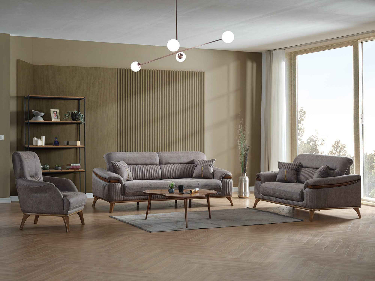 Beta 3-pieces (Sofa & Loveseat & Chair) Livingroom Set in Fume