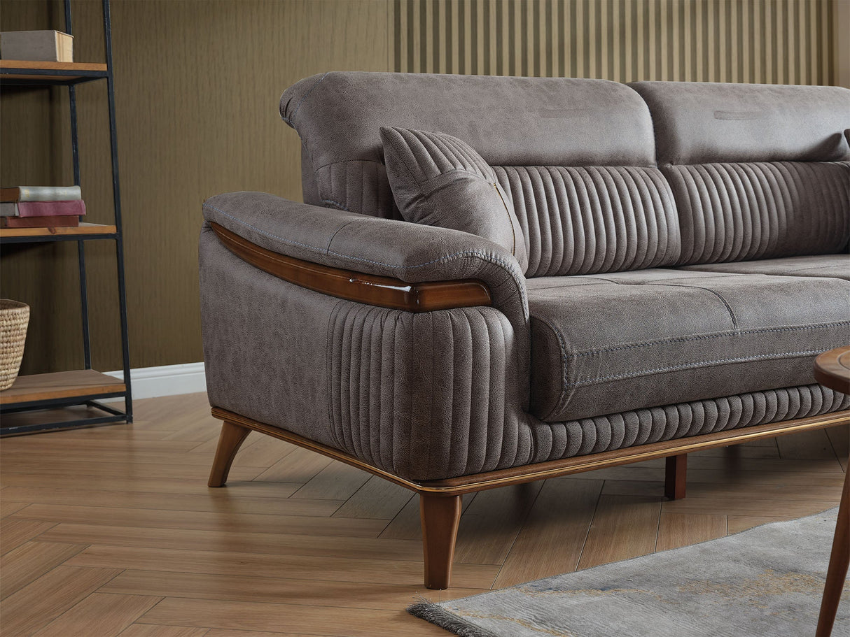 Beta Fume Convertible Sofa by Furnia at Eve Furniture