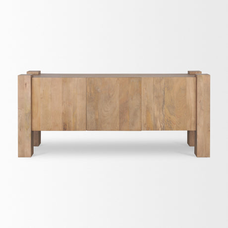 Beth Light Brown Wood w/ 3 Doors Sideboard by Mercana at Eve Furniture