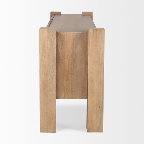 Beth Light Brown Wood w/ 3 Doors Sideboard by Mercana at Eve Furniture