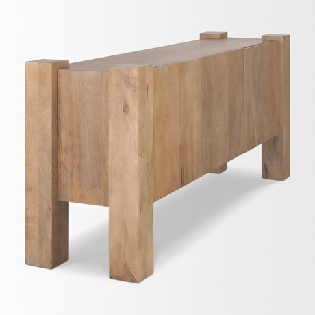 Beth Light Brown Wood w/ 3 Doors Sideboard by Mercana at Eve Furniture