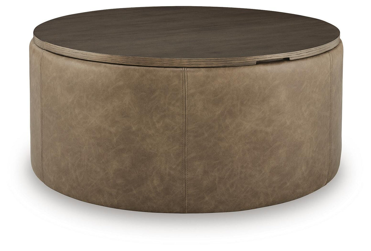 Bethanstone Warm Brown Storage Ottoman by Ashley at Eve Furniture