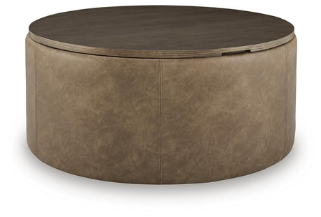 Bethanstone Warm Brown Storage Ottoman by Ashley at Eve Furniture