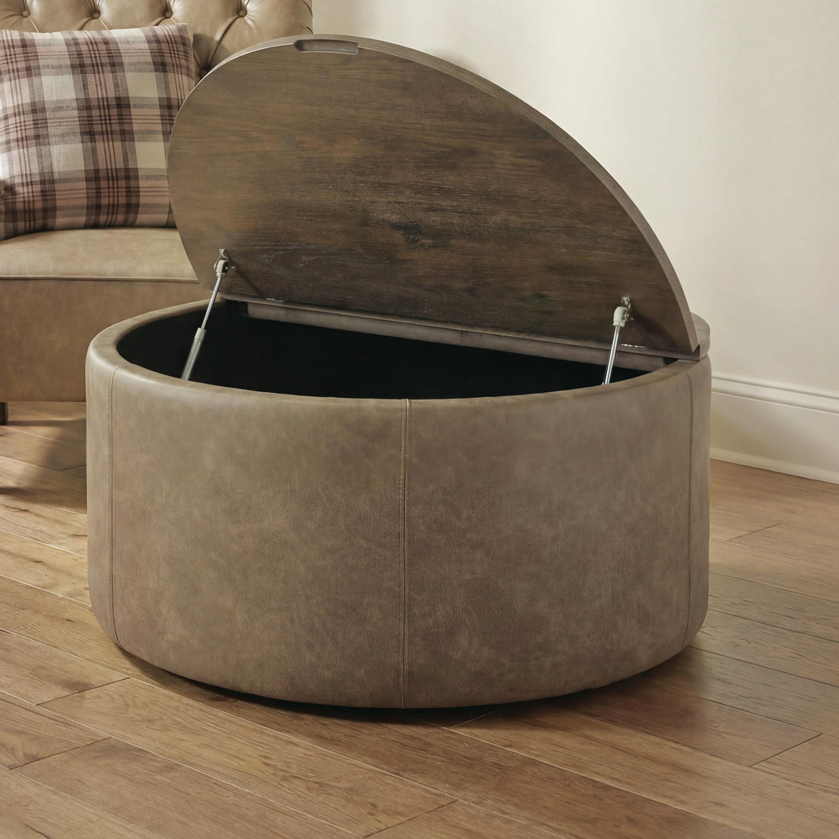 Bethanstone Warm Brown Storage Ottoman by Ashley at Eve Furniture