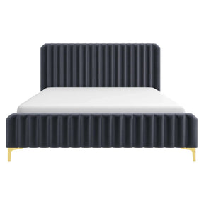 Bethany Velvet Upholstered Platform Bed Queen by Ashcroft Furniture at Eve Furniture