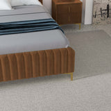 Bethany Velvet Upholstered Platform Bed Queen / Cognac