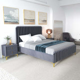 Bethany Velvet Upholstered Platform Bed Queen / Grey