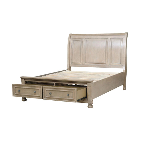 Bethel Wire Brushed Gray Queen Sleigh Storage Platform Bed by Homelegance at Eve Furniture