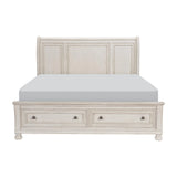 Bethel Wire Brushed White King Sleigh Storage Platform Bed by Homelegance at Eve Furniture
