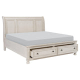 Bethel Wire Brushed White King Sleigh Storage Platform Bed by Homelegance at Eve Furniture