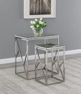 Betsy 2-Piece Mirror Top Nesting Tables Silver