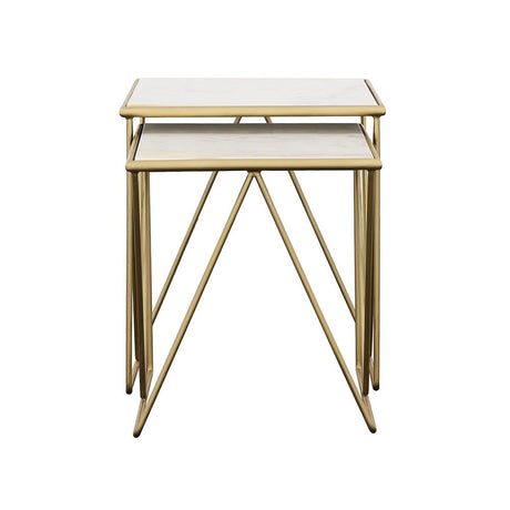 Bette 2-Piece Nesting Table Set White/Gold