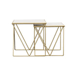 Bette 2-Piece Nesting Table Set White/Gold