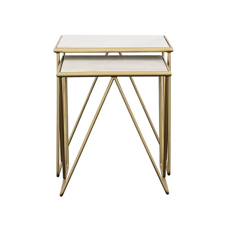 Bette White and Gold 2-Piece Nesting Table Set by Coaster at Eve Furniture