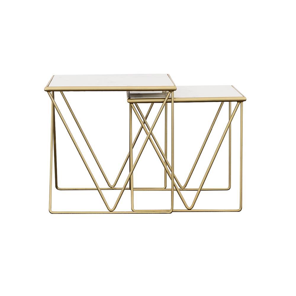 Bette White and Gold 2-Piece Nesting Table Set by Coaster at Eve Furniture