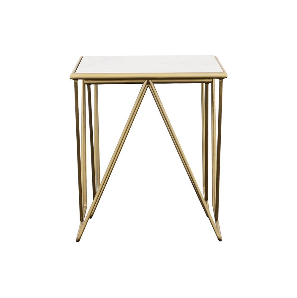 Bette White and Gold 2-Piece Nesting Table Set by Coaster at Eve Furniture