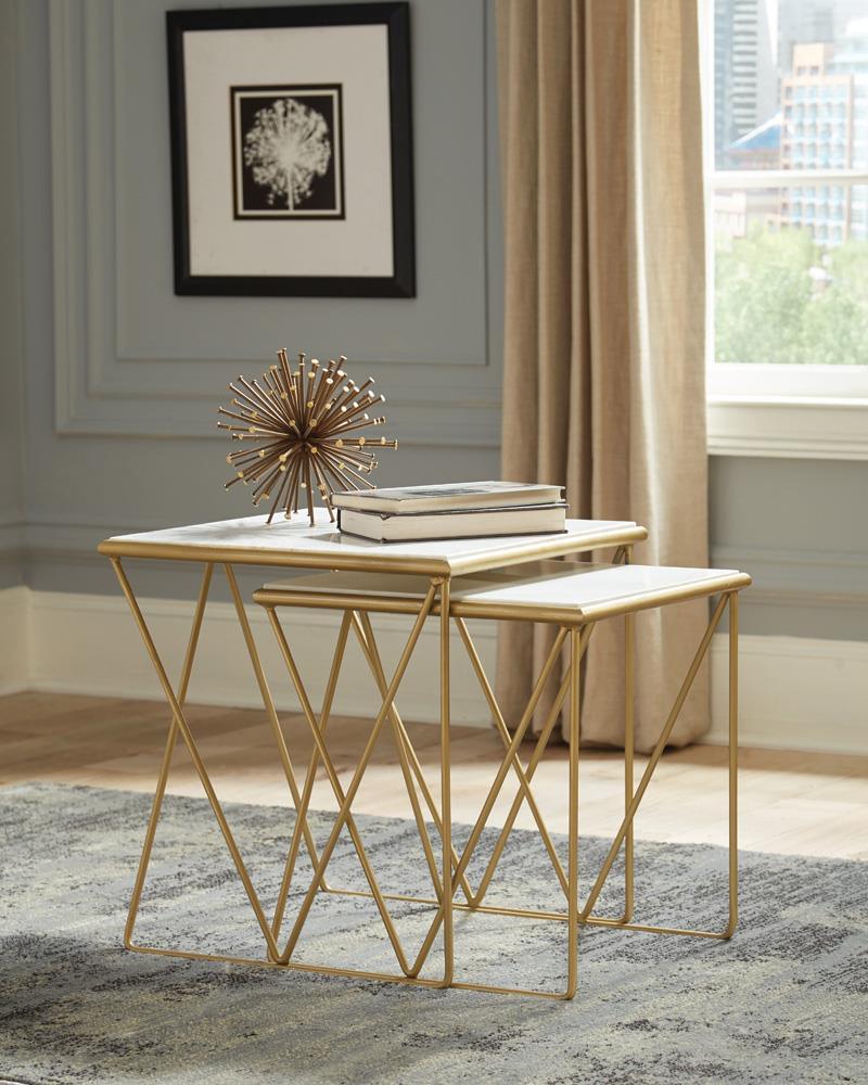 Bette White and Gold 2-Piece Nesting Table Set by Coaster at Eve Furniture