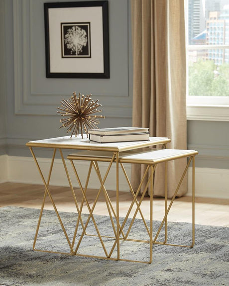 Bette White and Gold 2-Piece Nesting Table Set by Coaster at Eve Furniture