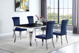 Betty Ink Blue/Chrome Upholstered Side Chairs, Set of 4