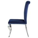 Betty Ink Blue/Chrome Upholstered Side Chairs, Set of 4