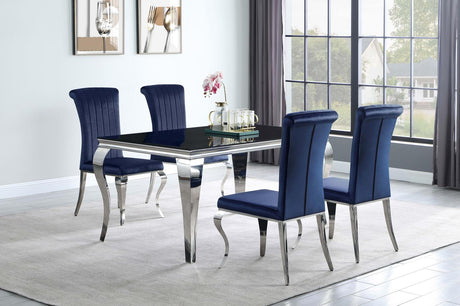 Betty Ink Blue/Chrome Upholstered Side Chairs, Set of 4