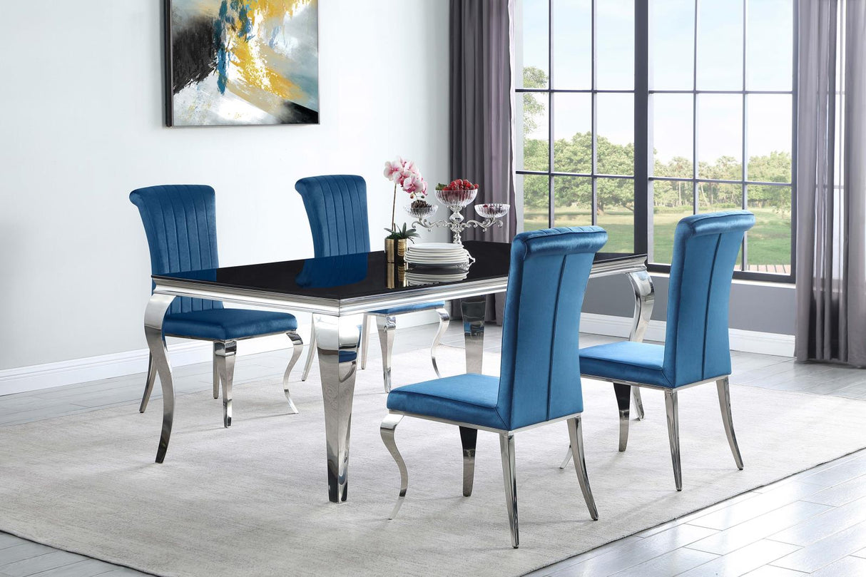 Betty Teal/Chrome Upholstered Side Chairs, Set of 4